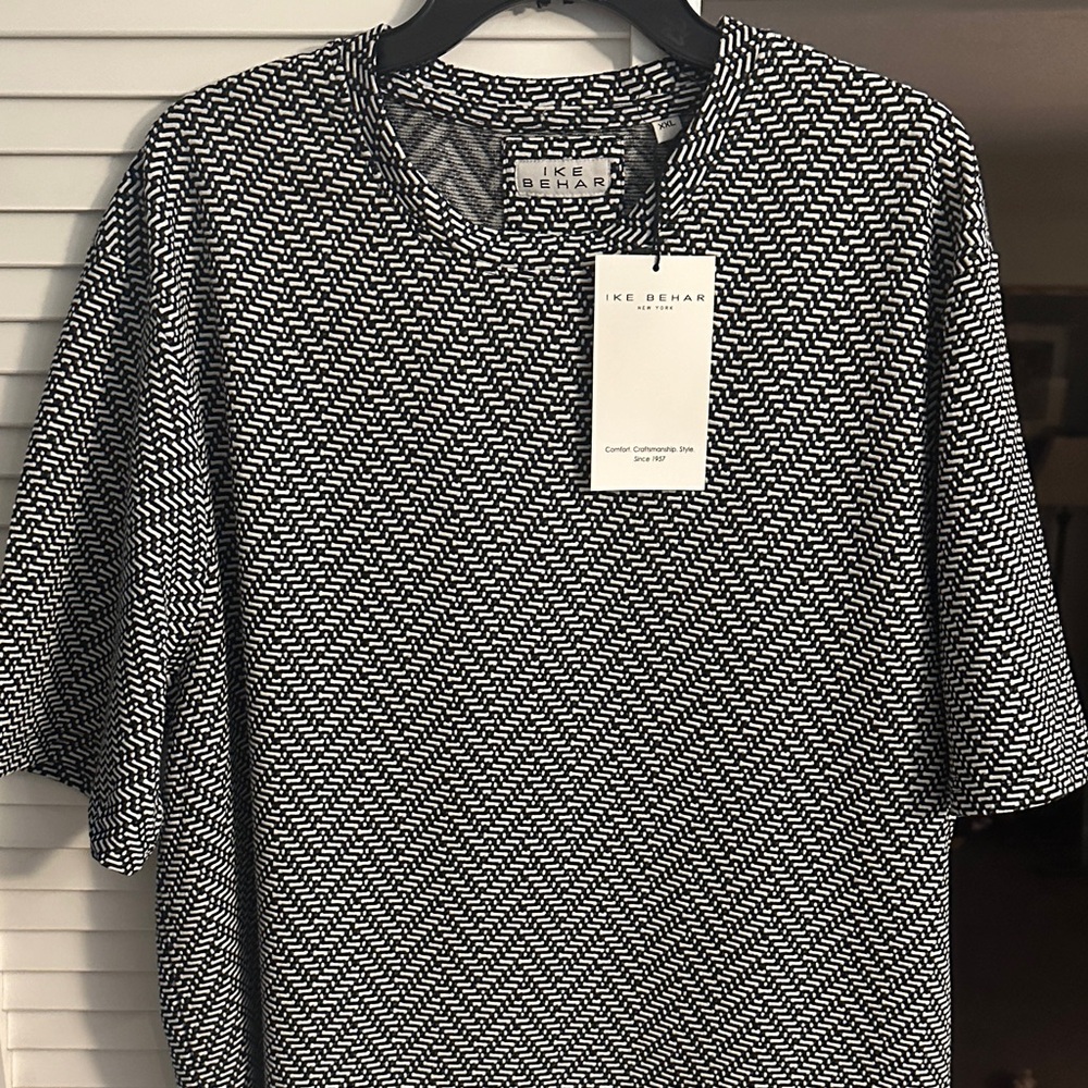 Ike Behar Monochrome Geometric Shirt